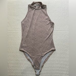 Halter mock-neck leopard print bodysuit